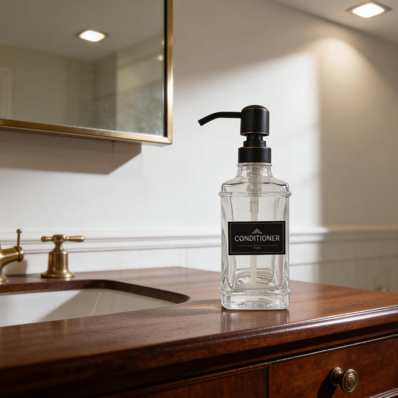 GICASA Glass Soap Dispenser with Pump, Stainless Steel and Brushed Nickel Countertop Soap Dispenser 13oz - Image 2